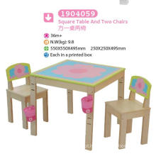 Mesa de jogo quadrada e duas cadeiras Mobiliário infantil Mobiliário infantil